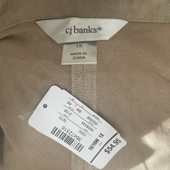 NWT Faux Suede Vest. CJ Banks Size 1X - Picture 7 of 7